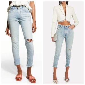 Moussy Verna High Rise Raw Hem Fringe Skinny Jeans